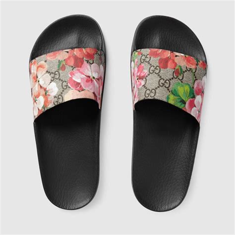 blue blossom gucci slides|gucci floral slides size 8.